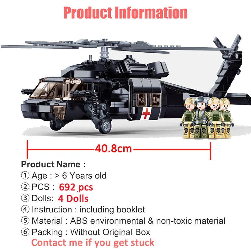 sluban military ww2 uh 60 attack helicopter bricks toy usablocks 173 sluban military ww2 uh 60 attack helicopter bricks toy usablocks 173