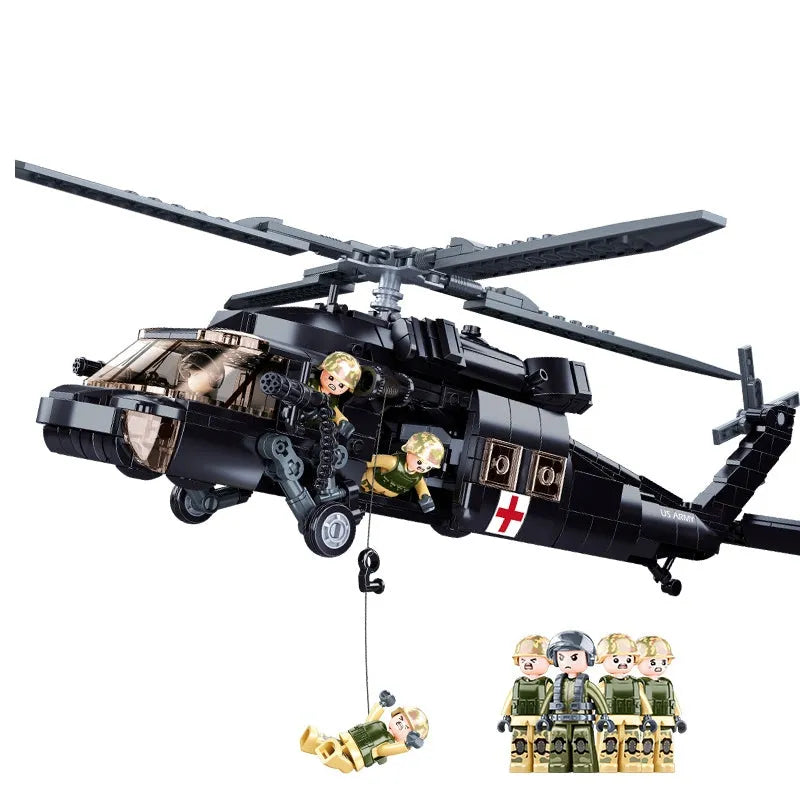 sluban military ww2 uh 60 attack helicopter bricks toy usablocks 603 sluban military ww2 uh 60 attack helicopter bricks toy usablocks 603